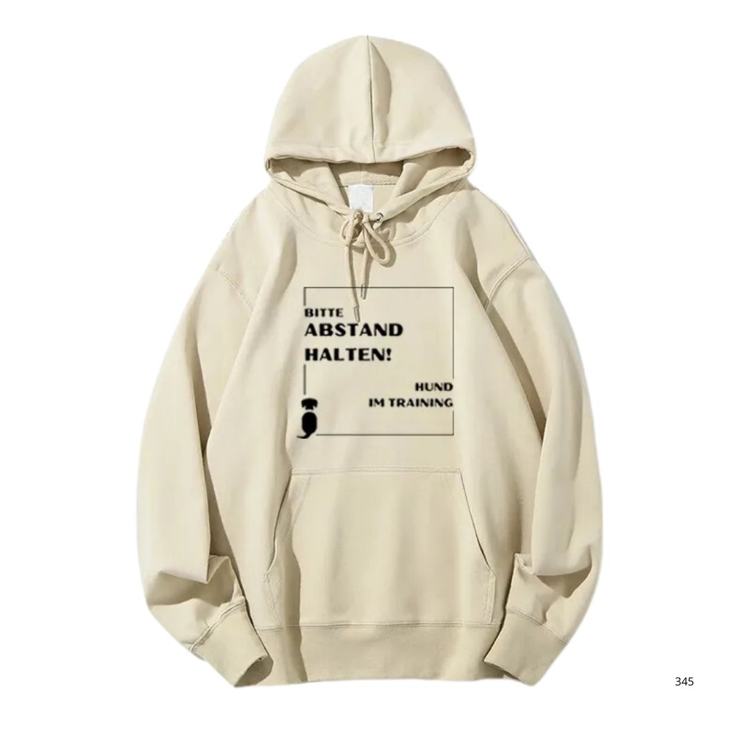 Hoodie Unisex "Abstand halten" Beige