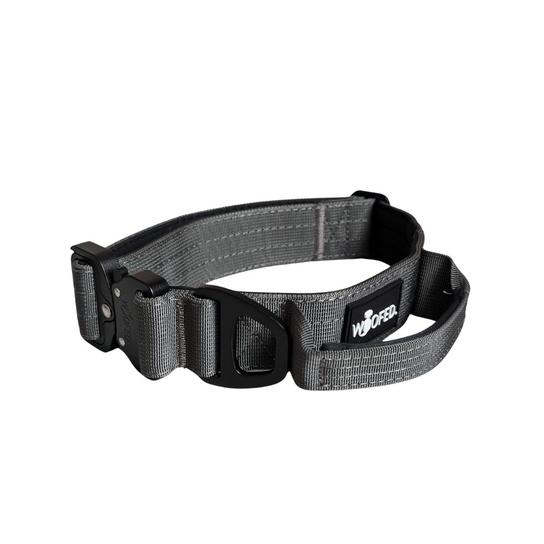 taktisches Nylon Halsband mit Griff Anthracite - ultraleicht