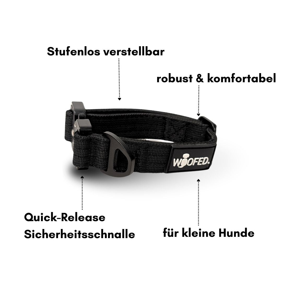 taktisches Nylon Halsband für kleine Hunde Deep Black