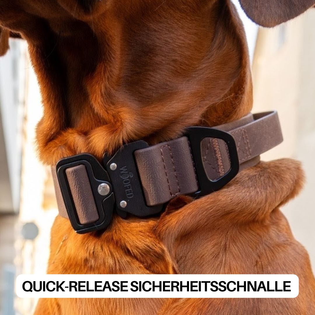 Halsband WOOFLEX® Tactical verstellbar mit Griff Espresso