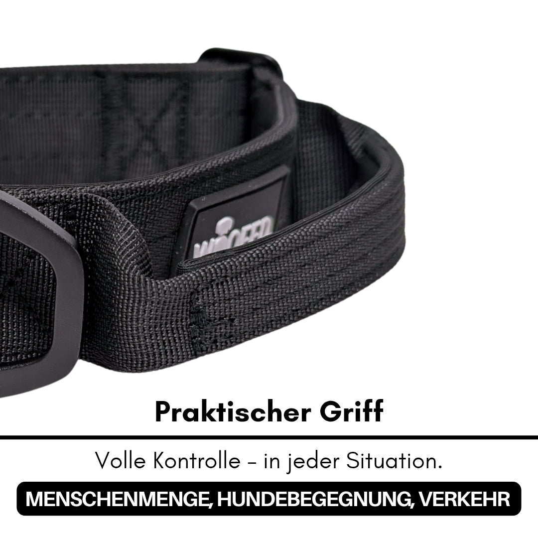 taktisches Nylon Halsband mit Griff Deep Black - ultraleicht