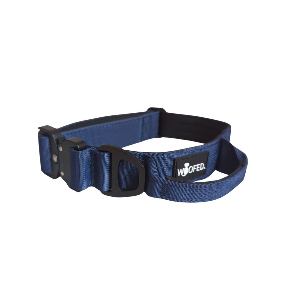 taktisches Nylon Halsband mit Griff Midnight Blue - ultraleicht