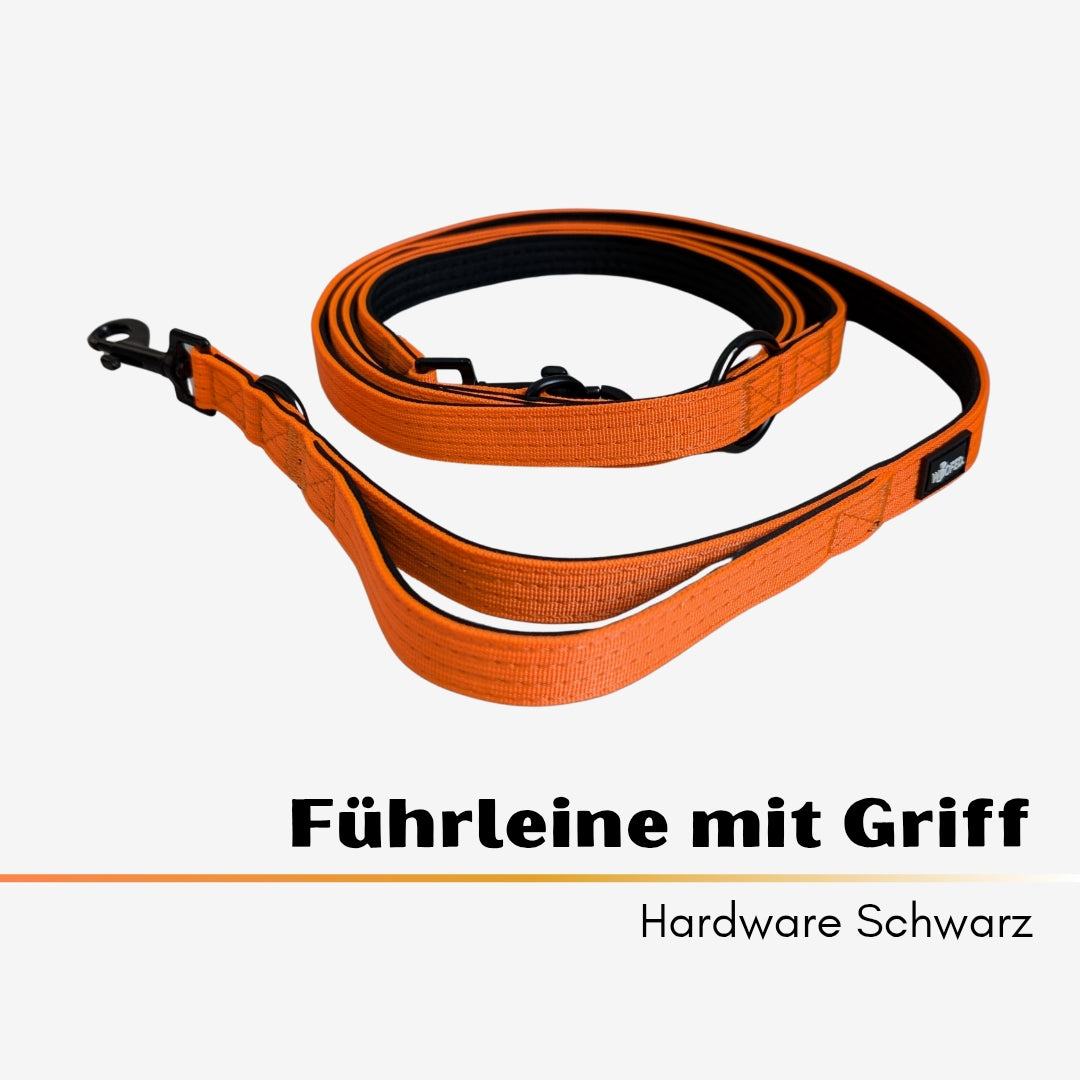 Nylon Classic Führleine Safety Orange mit Kurzführgriff