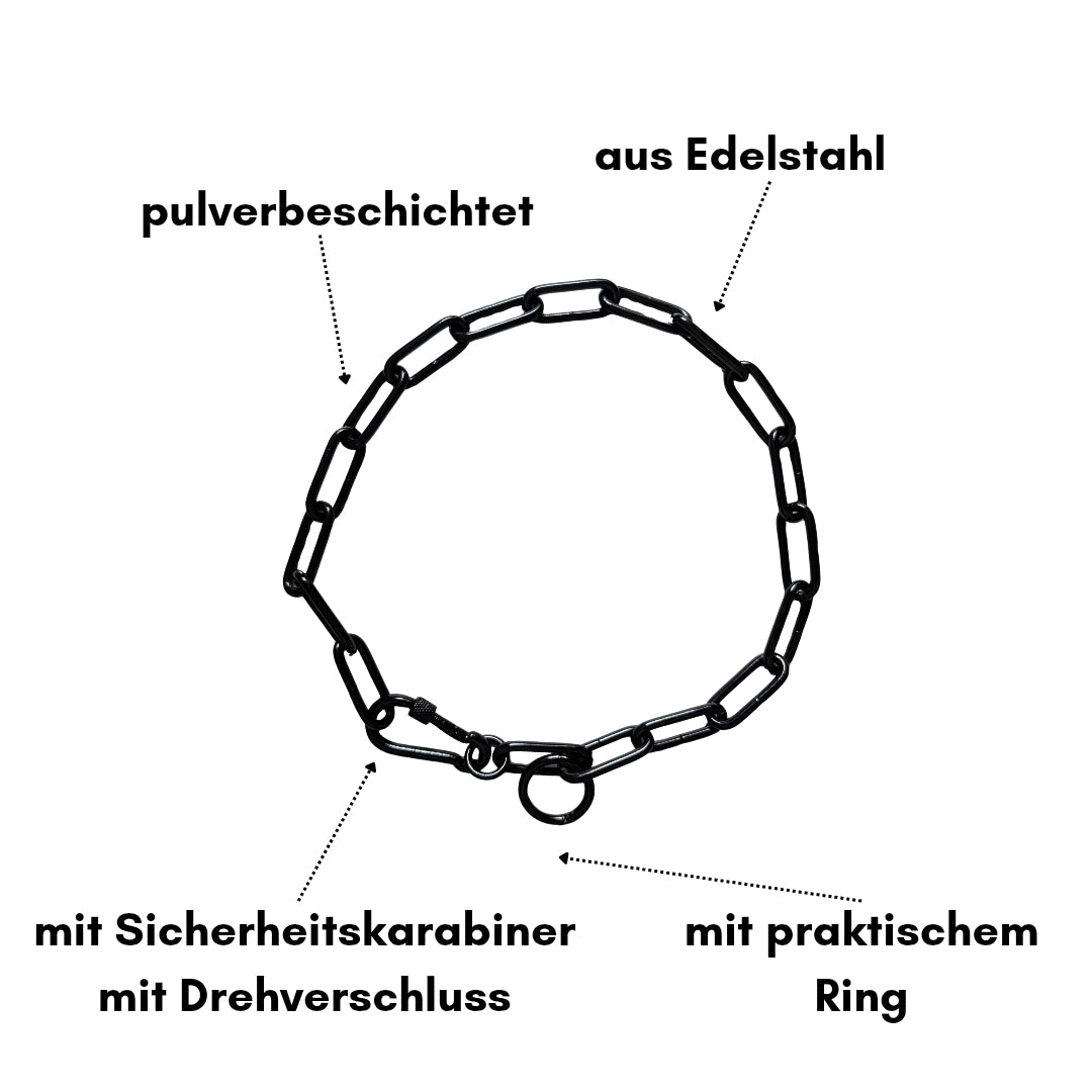 Woofchain Kettenhalsband aus Edelstahl Black