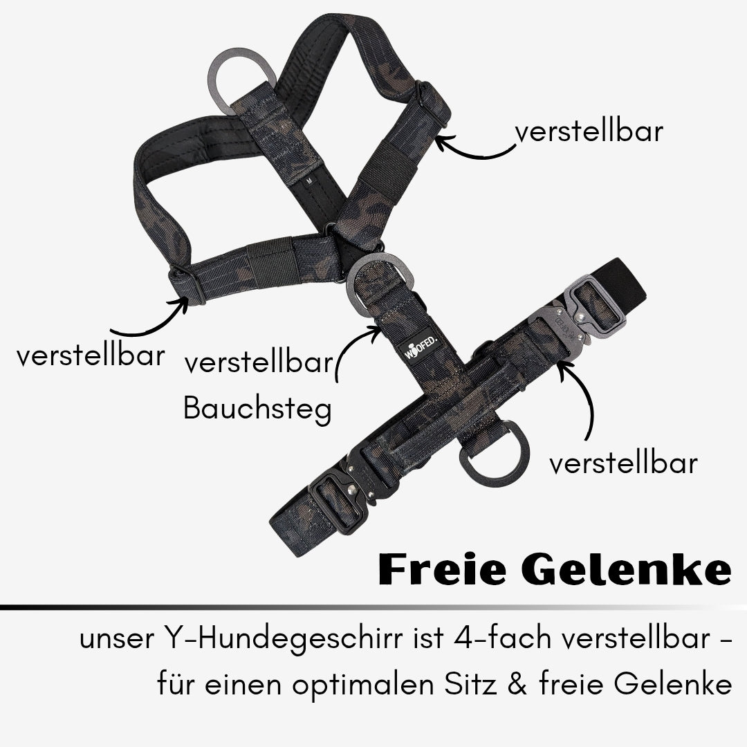 Y-Hundegeschirr 4fach-verstellbar mit Griff und Sicherheitsschnallen Camo - ultraleicht