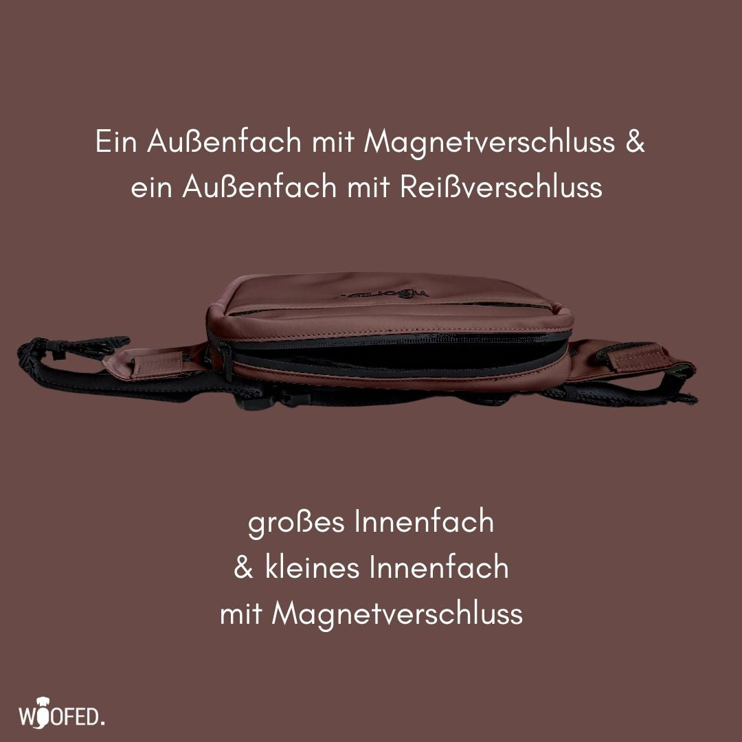 Multifunktionale Gassitasche - 2 in 1 Bauchtasche & Schultertasche Copper Brown