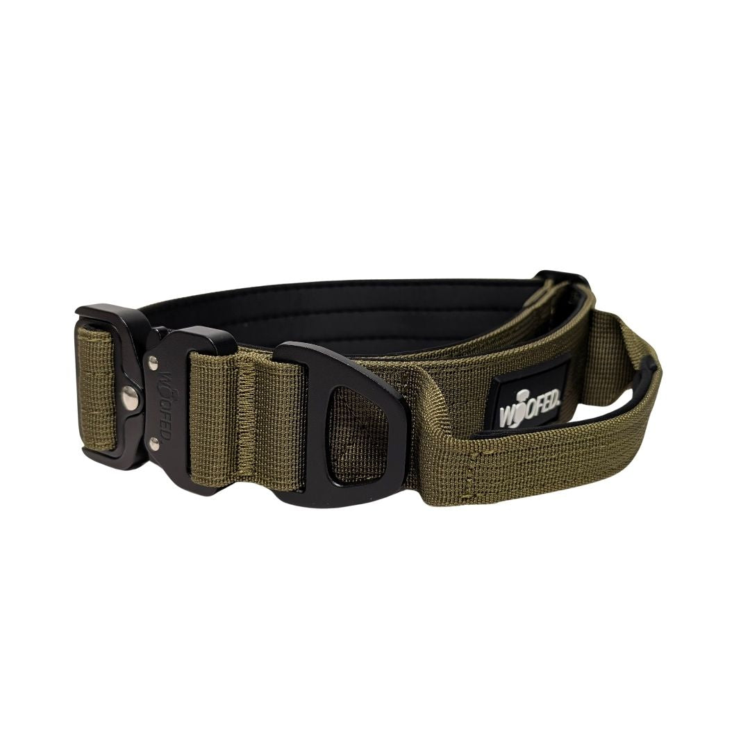 taktisches Nylon Halsband mit Griff Military Olive - ultraleicht