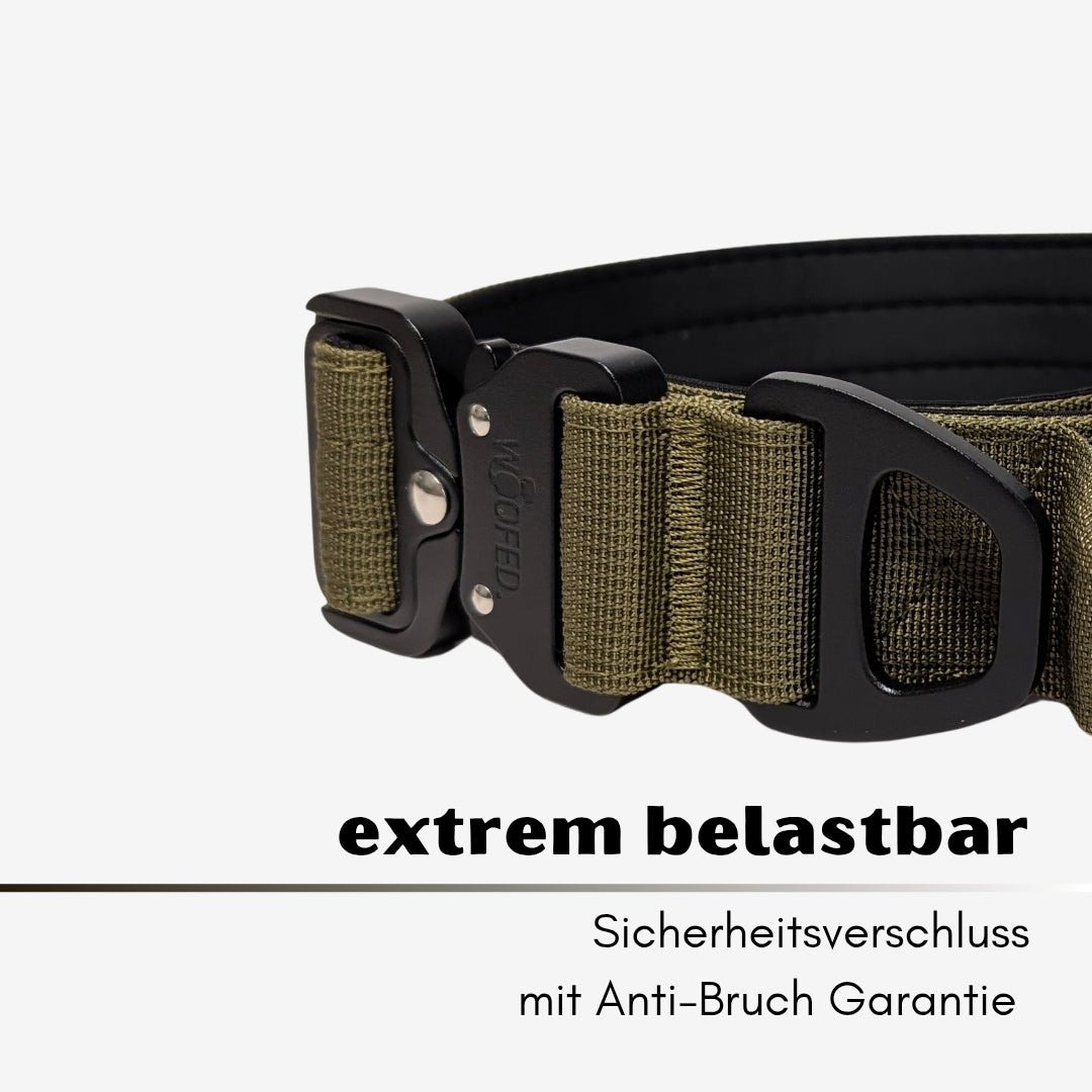 taktisches Nylon Halsband mit Griff Military Olive - ultraleicht