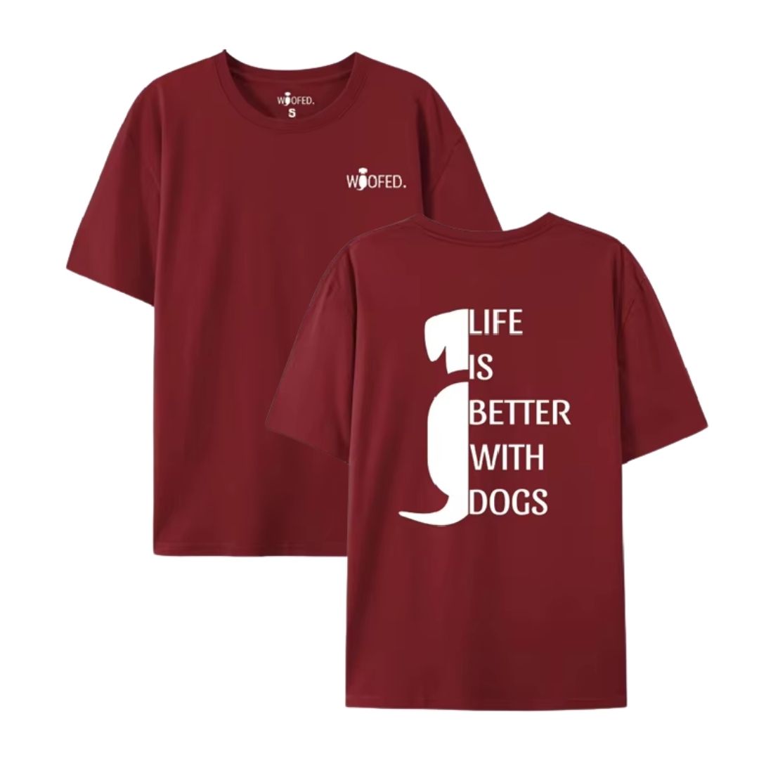 T-Shirt "Life is better with dogs" Unisex Rot