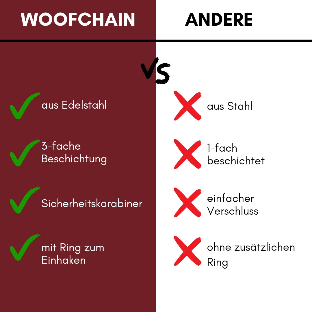 Woofchain Kettenhalsband aus Edelstahl Bordeaux