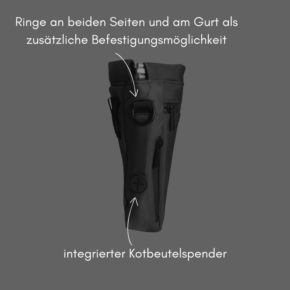 Umhängetasche mit Kotbeutelspender in schwarz für Hundehalter 